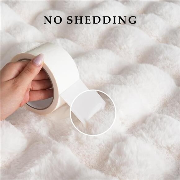 Faux Fur Throw Blanket Fuzzy Bubble Blanket, Soft,Cozy and Thick Blanket Plush - Picture 6 of 7